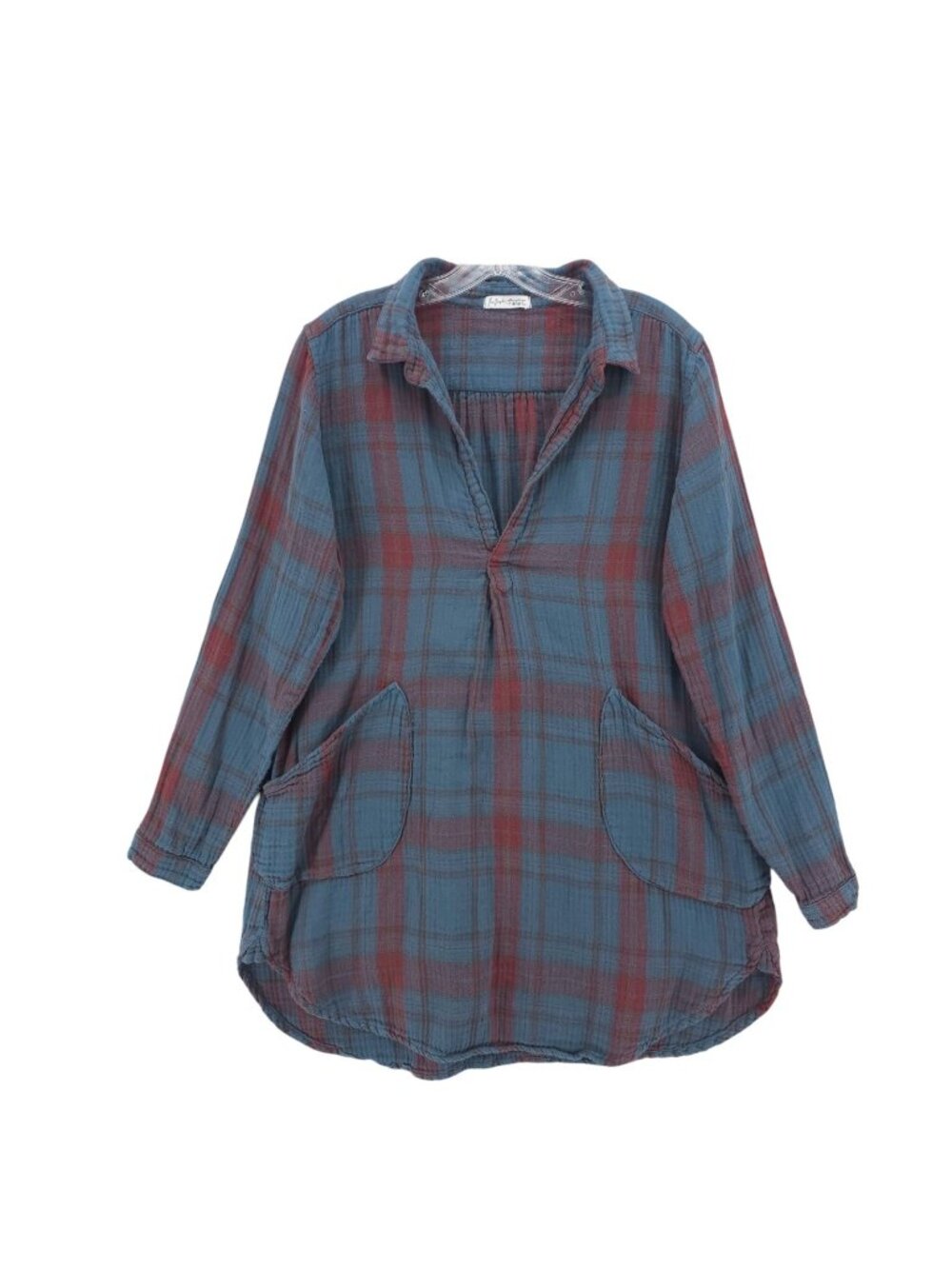 Free People x CP Shades Double Cloth Plaid Popover Tunic Top Mini Dress SMALL